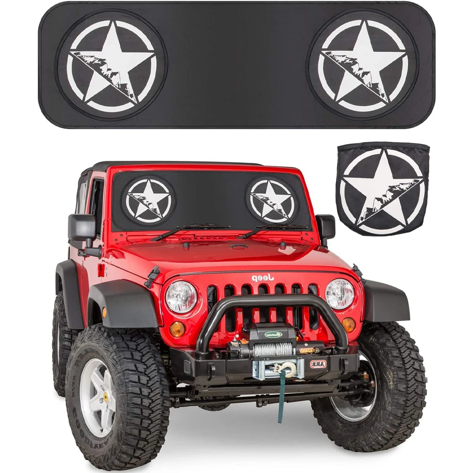 

TENG MILE Windshield Sunshade Heat Shield Sun mat for Jeep Wrangler JK TJ LJ YJ 1985-2017 2018 2019 Jeep Wrangler Accessories
