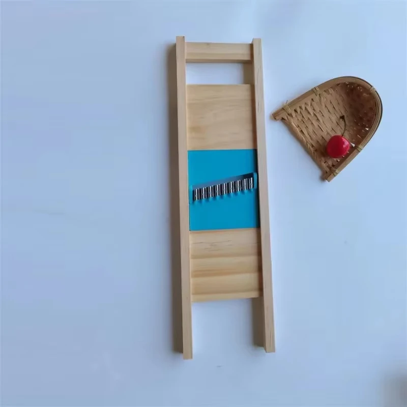 Wooden Home Chip Shred Potato Vegetable French Gadget Cutter Grater Slicer Stainless Potato Grid Slicer Wavy Cut Flower Knife