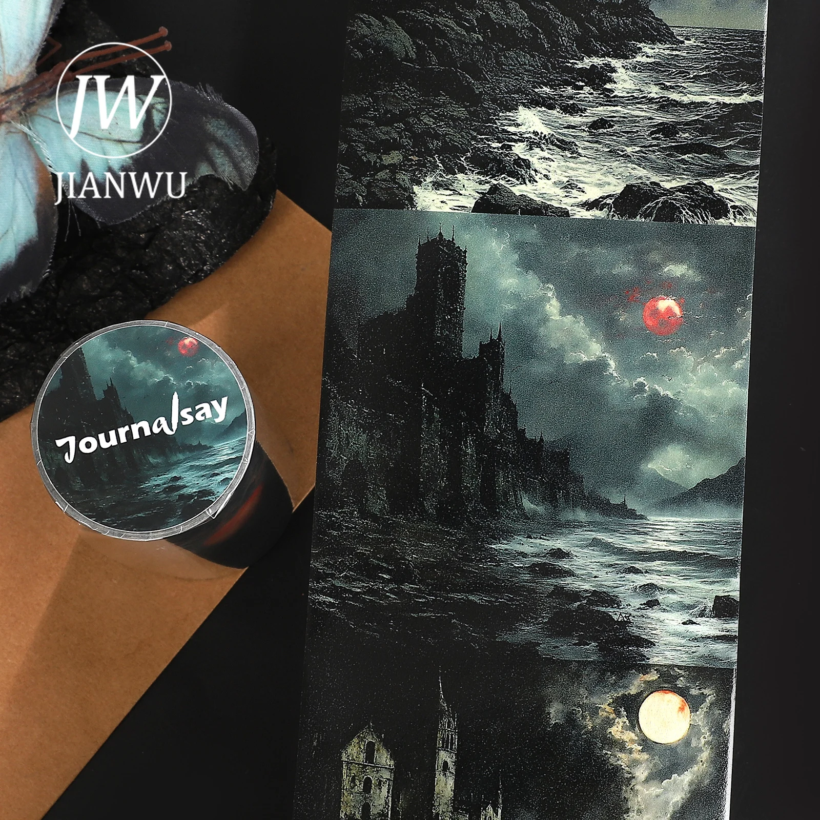 JIANWU 80mm * 207cm 빈티지 고딕 해변 전망 풍경 소재 콜라주 스크랩북킹 와시 테이프 크리 에이 티브 DIY 저널 문구