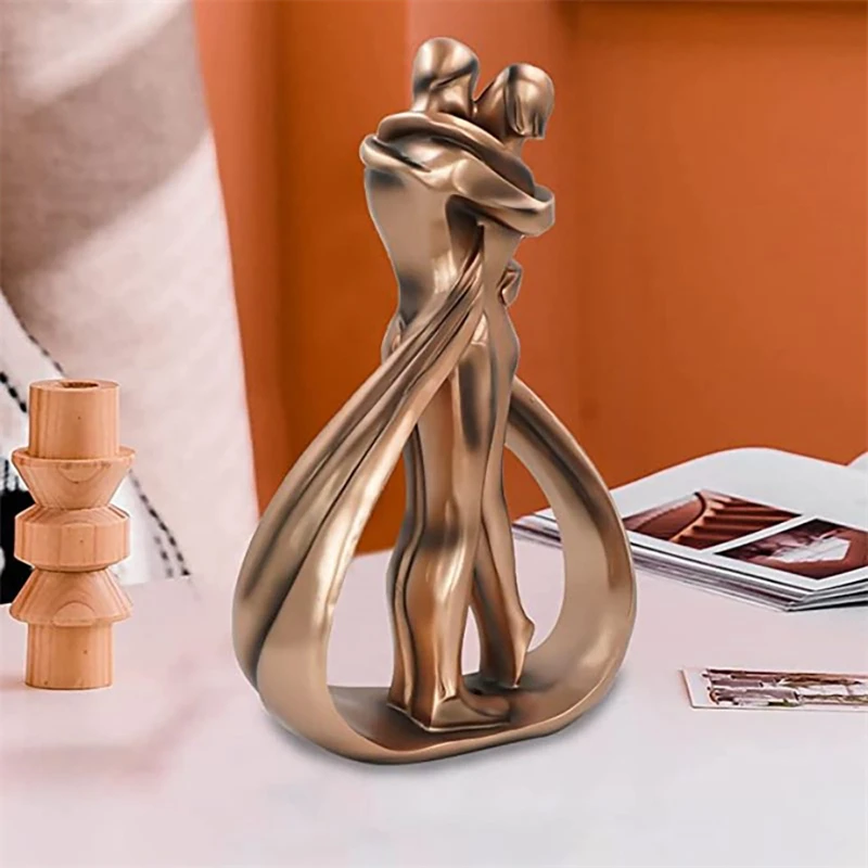 

Modern Handicraft Brown Hug Kiss Couple Statue Decoration Creative Resin Sculpture Room Decoration Statue Home Decoration