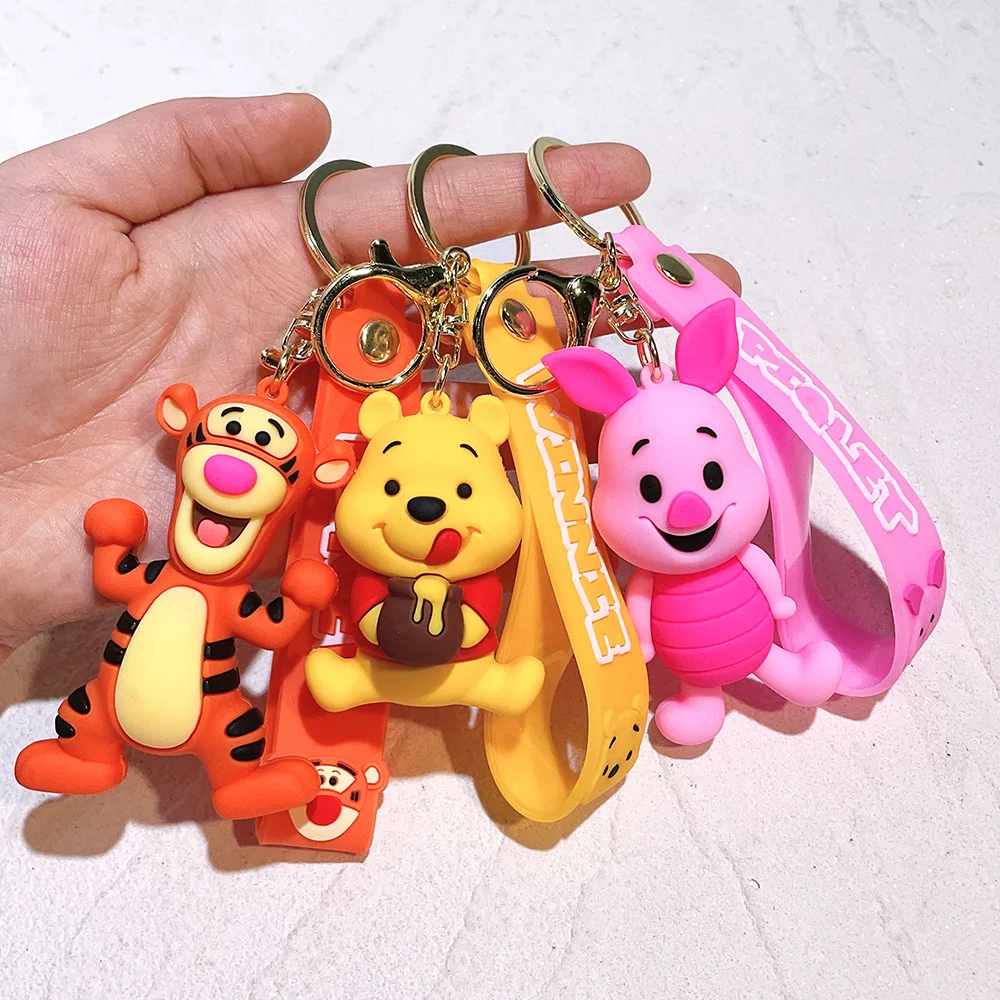 Winnie The Pooh Keychain Cute Bag Decoration Cartoon Couple Silicone Doll Exquisite Car Keychain anime keychain,keychain pendant