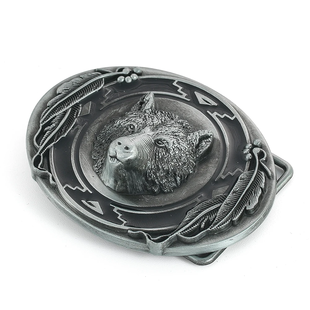 Retro Alloy Wolf Head Belt Buckle Cool Fashion Animal Ground Wolf Western Cowboys Waistband Buckle for Men\'s Jeans Accessories