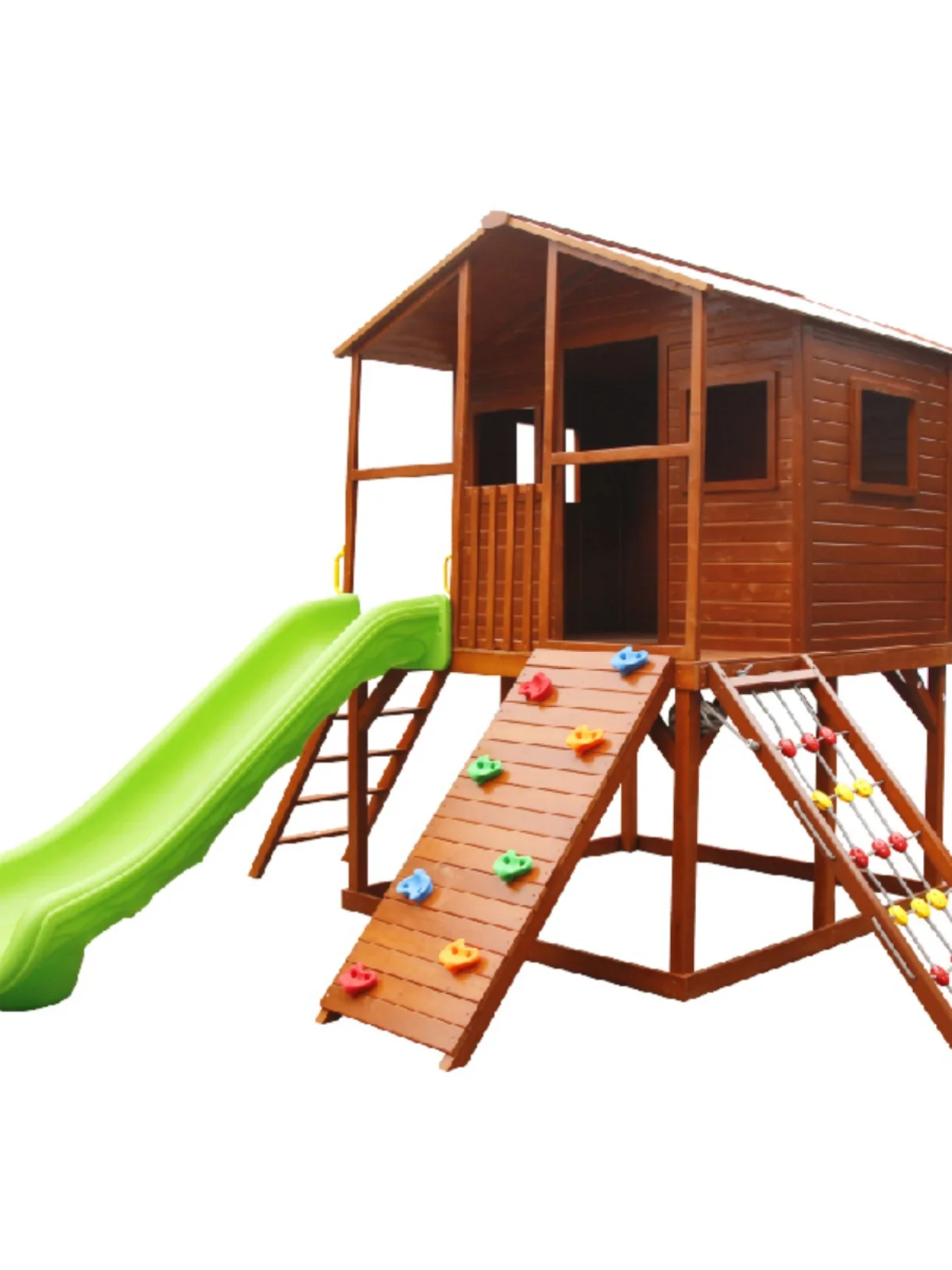 

Outdoor log cabin assembly antiseptic wooden tree house game slide climbing movable log house