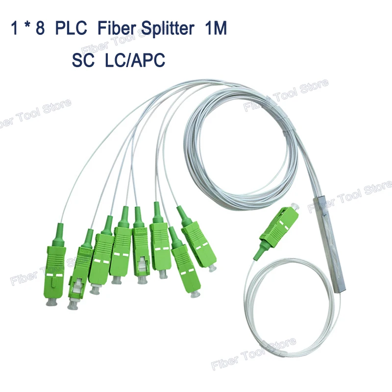 100pcs1x8 PLC Splitters Fiber Optic Material Optical Splitter 1x8 SC APC Fiber Optic Splitter 0.9mm SC/APC 1x8  Connector
