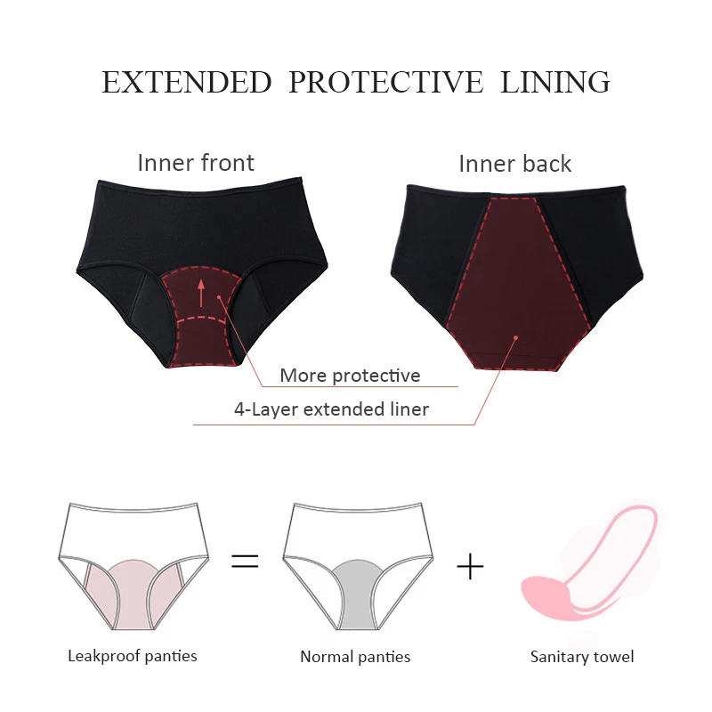 4 Layer Plus Size Heavy Flow Menstrual Panties for Women Period Underwear  Absorbency Leakproof Physiological Sanitary Lingerie