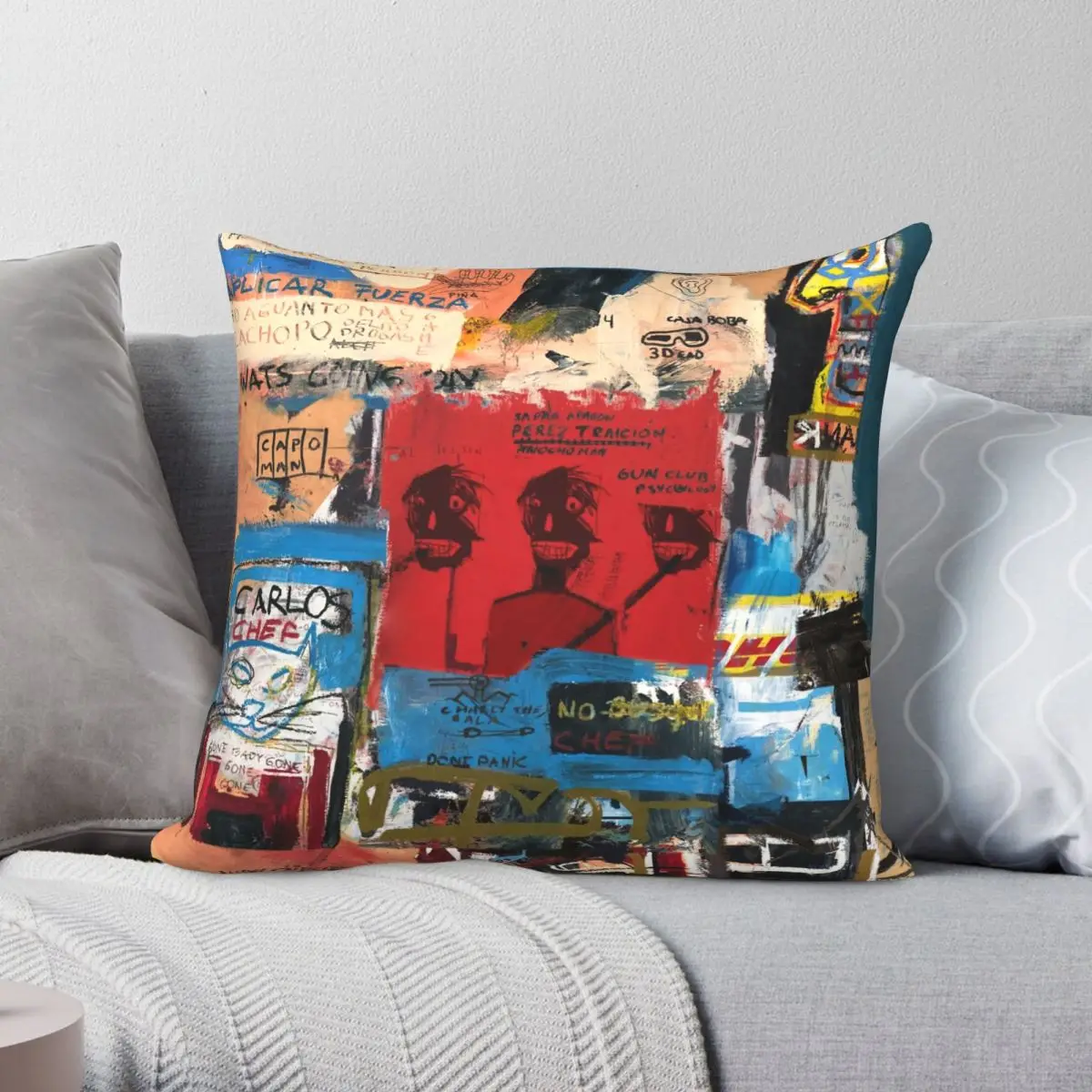 

Gun Club Psychology Square Pillowcase Polyester Linen Velvet Pattern Zip Decor Throw Pillow Case Car Cushion Case 45x45