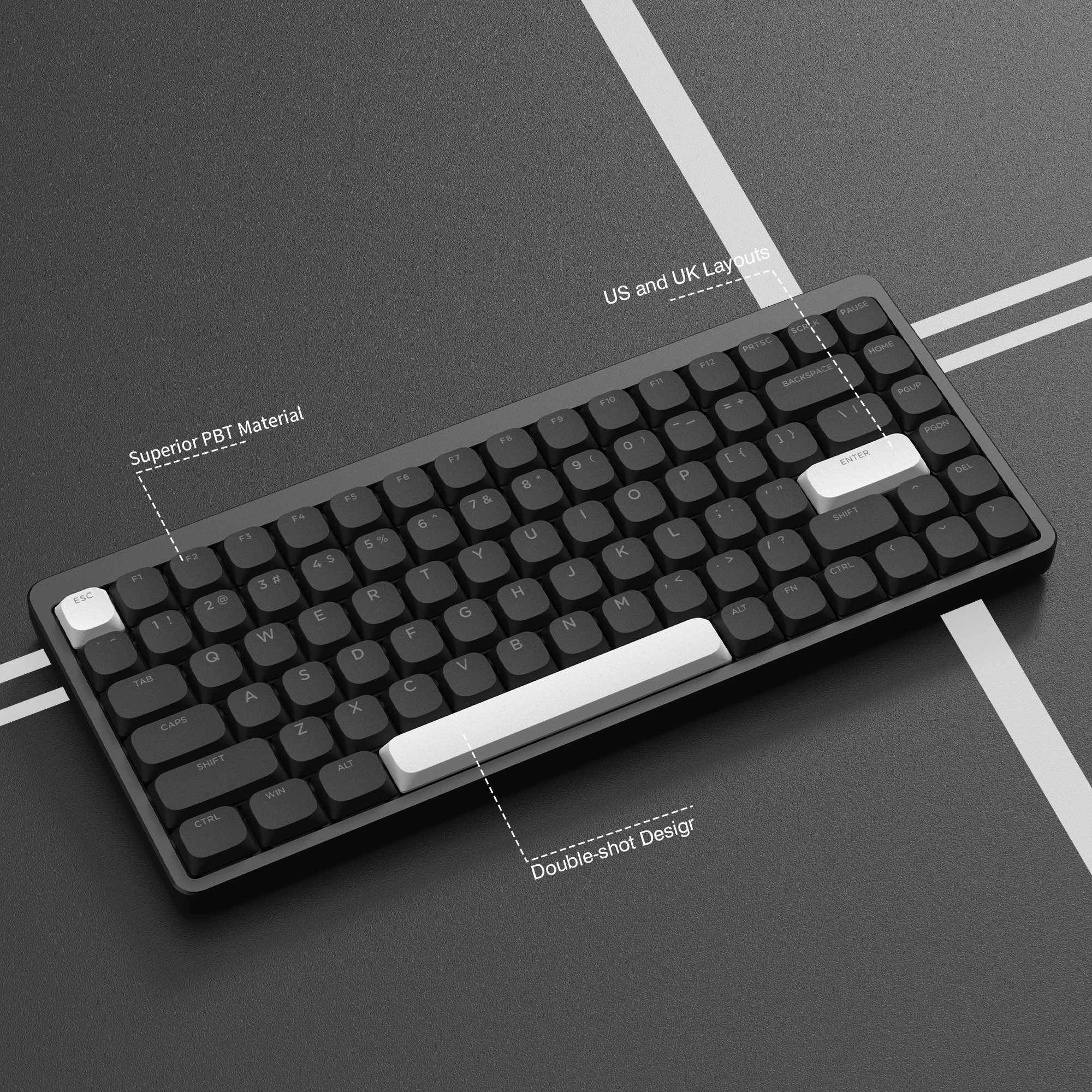 143 Key Low Profile WOB Slim Keycap Double Shot PBT Keycaps