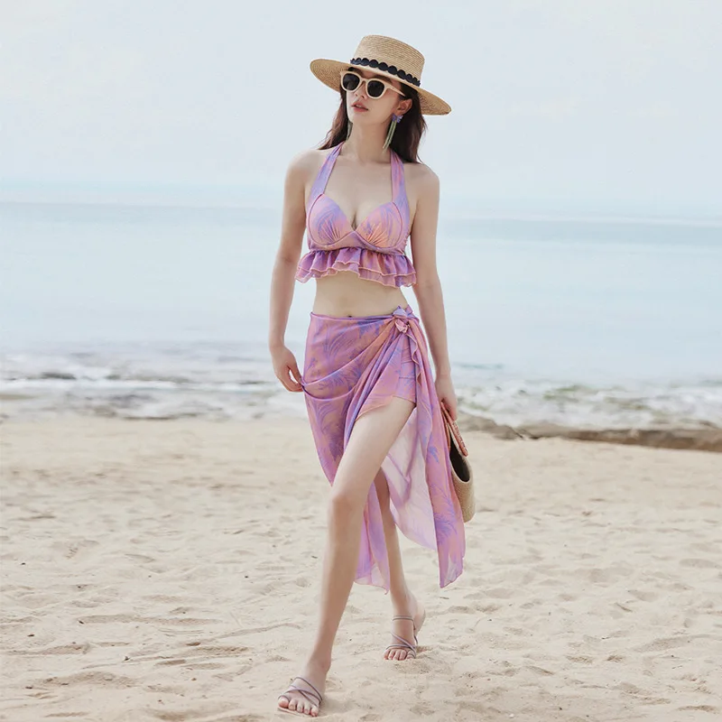 Women Swimsuit Bikini 3 piece set Mens Short Lover's Beach Wear Couple Bathing Suit