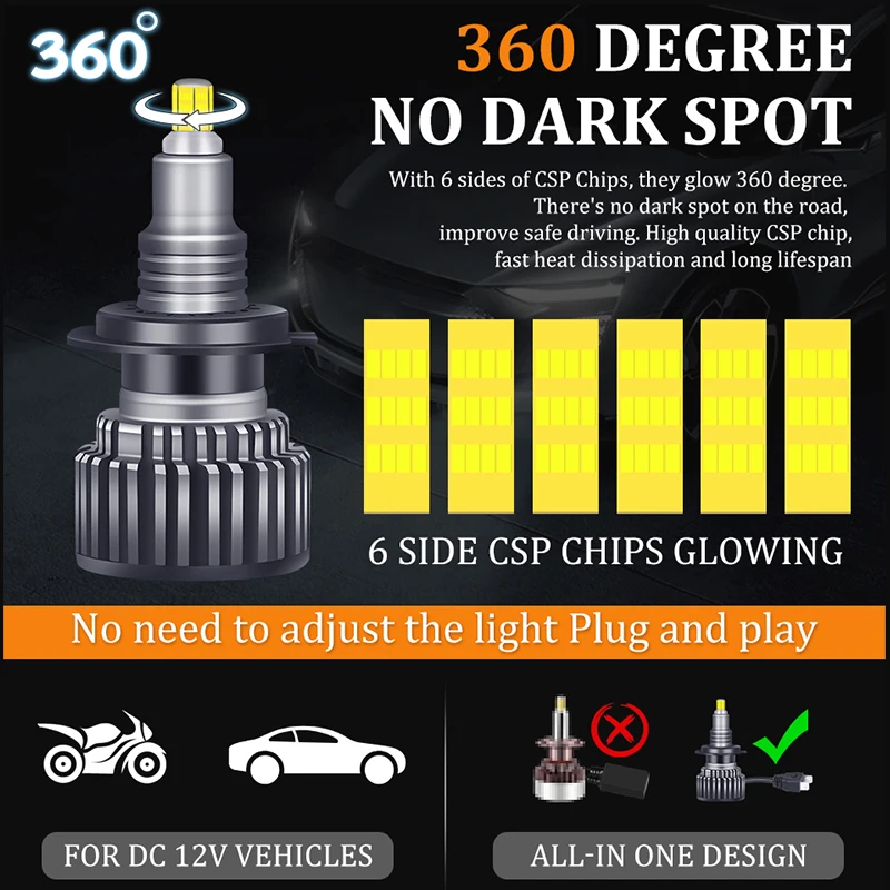 ڵ Ʈ , ڵ Ȱ, 12V 3D Ĩ, 350000LM, 800W, H7, 360 H1, HB3, HB4, 9012, HIR2 LED, H11, H8, 9006, 9005, H27, 880,