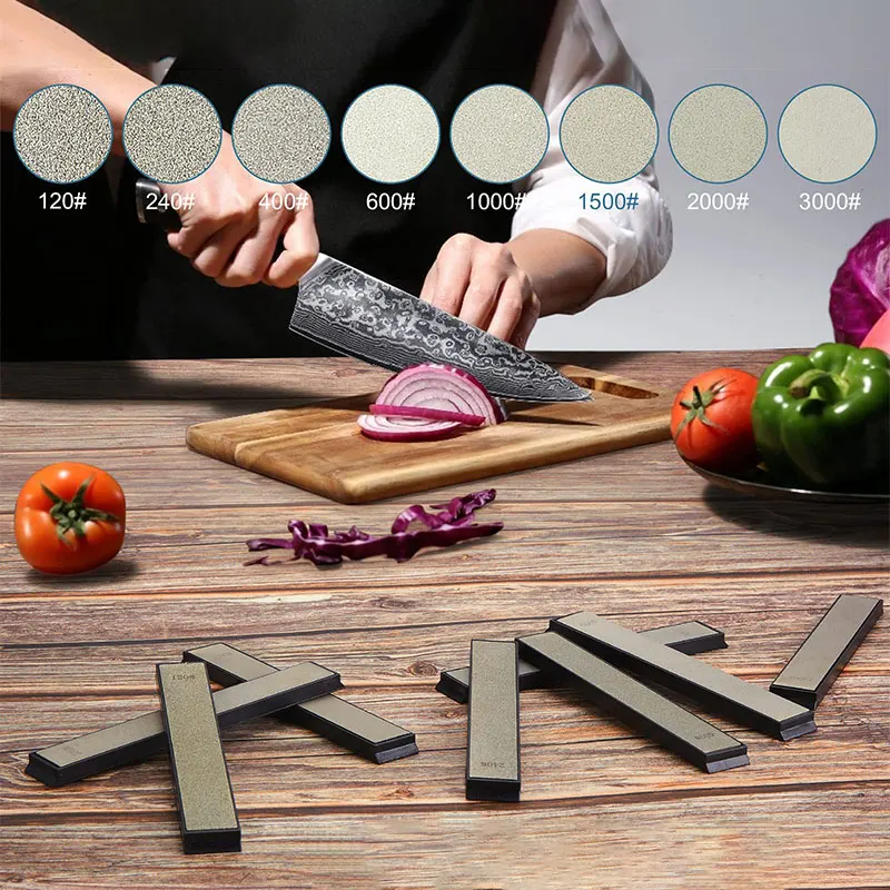 Knife Sharpener Diamond Sharpening Stone Bar Set 120-3000# Grit