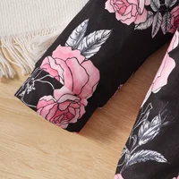 Baby Girl Floral Printed Button Up Long Sleeve Bodysuit With Bowknot, Cute Casual Jumpsuit 3