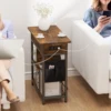 End Table with Charging Station, Flip Top Narrow Side Table Nightstand with Outlets USB Ports and Storage, Bedside Table 3