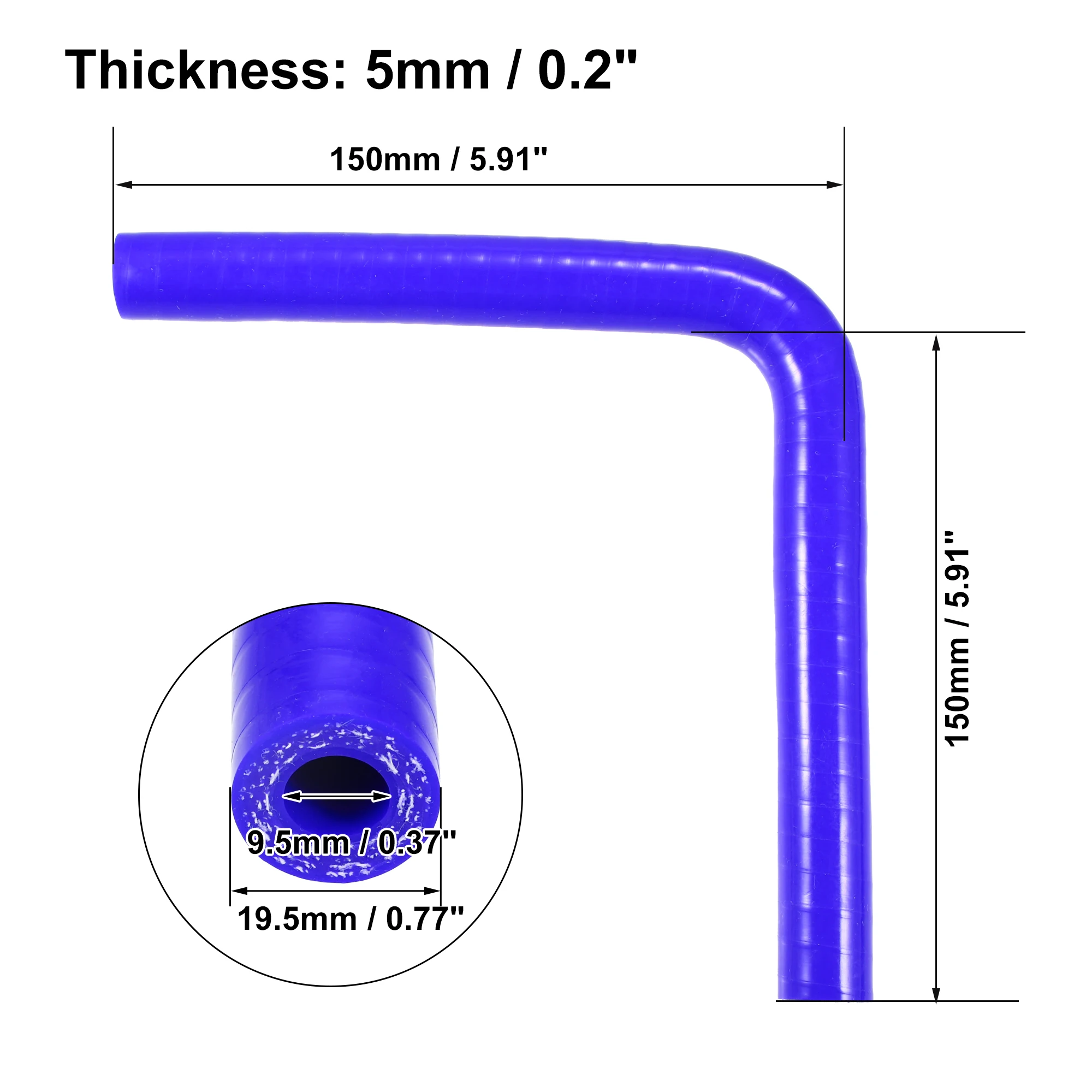UXCELL 90 Degree 9.5/11/13/16/19/22/25/28/32/35/40/45/48/54MM Elbow Silicone Hose Coupler Intercooler Tube 150*150MM Blue silicone hose silicone hose connector