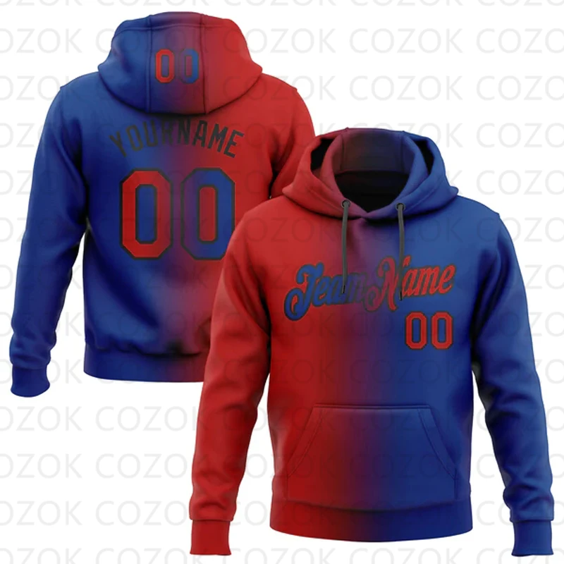 Customized Hoodie Blue Splicing Jersey 3D Printed  Unisex Pullovers Hoodie Casual Sweatshirts