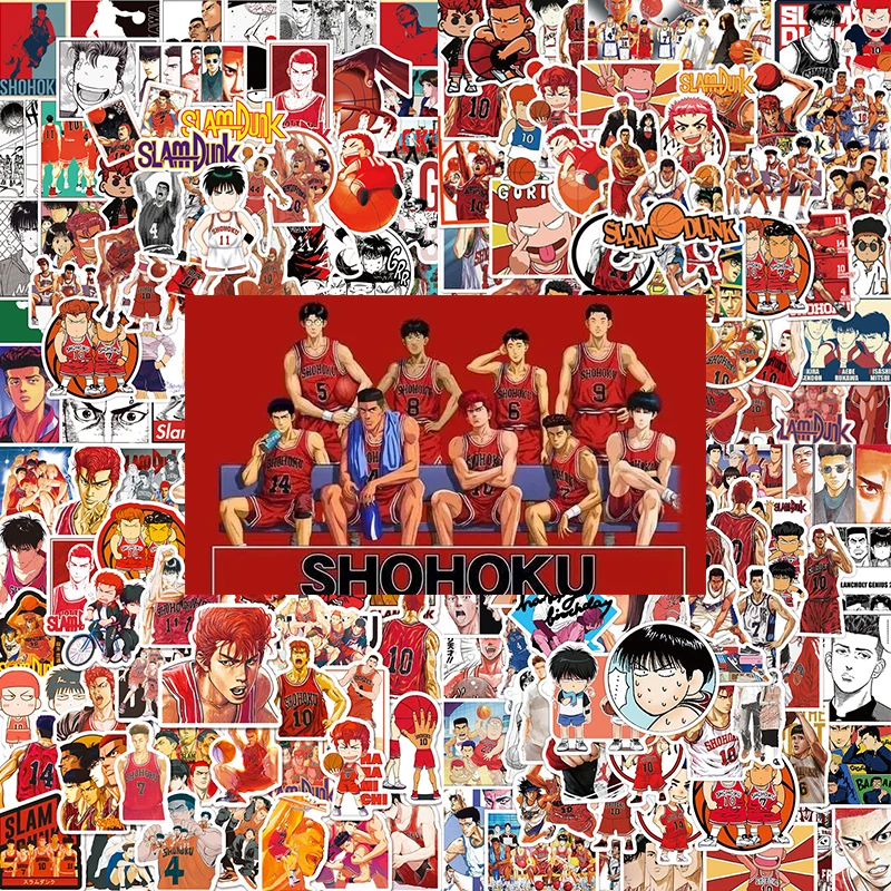 50PCS 8 Style Slam Dunk Sticker Anime Figure Sakuragi Hanamichi Rukawa Kaede Laptop/helmet/refrigerator Graffiti Stickers