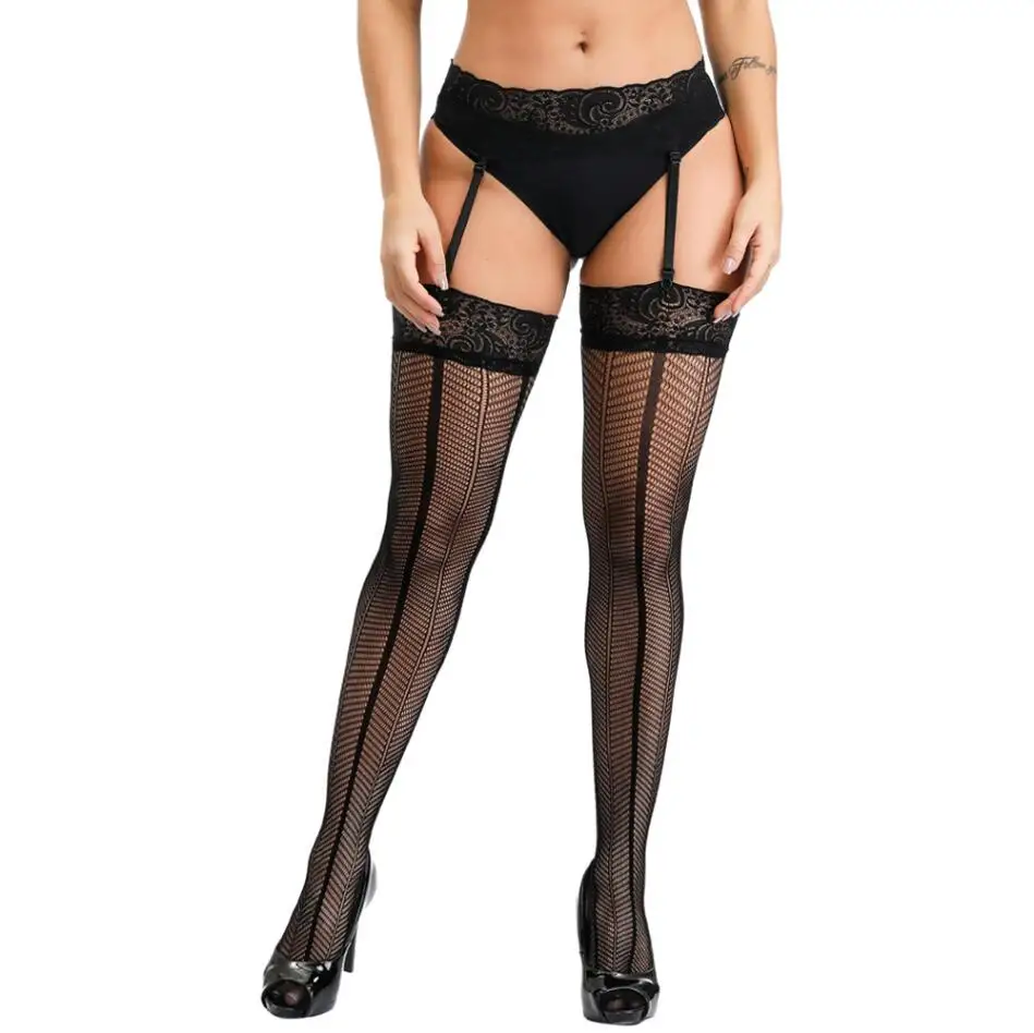 Sexy Exotic Stockings With Garter Lace Tights Pantyhose Women Transparent Exotic Apparel Hosiery Fishnet Socks Medias S2885