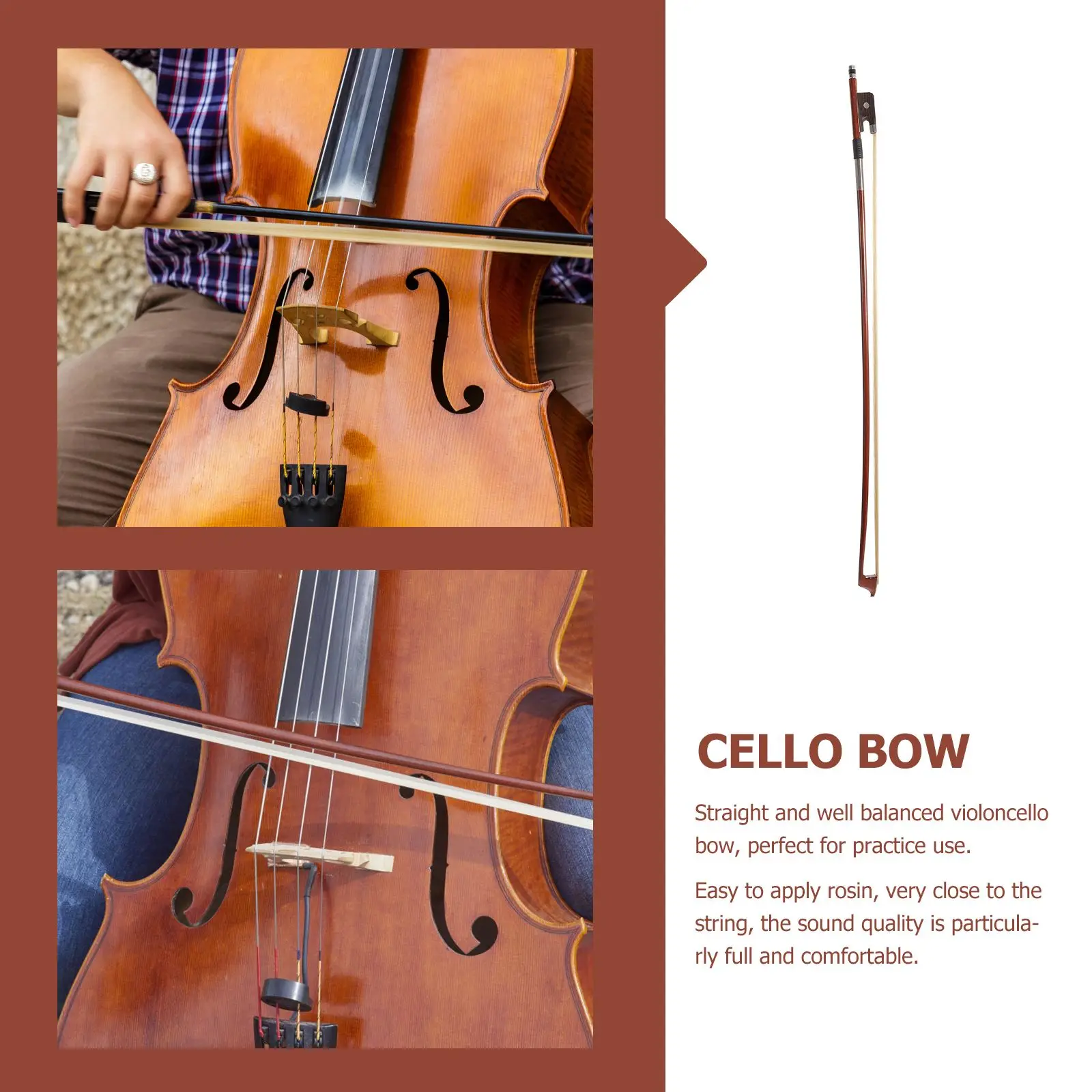 Cello Bow Horsetail Hair For Beginner Student