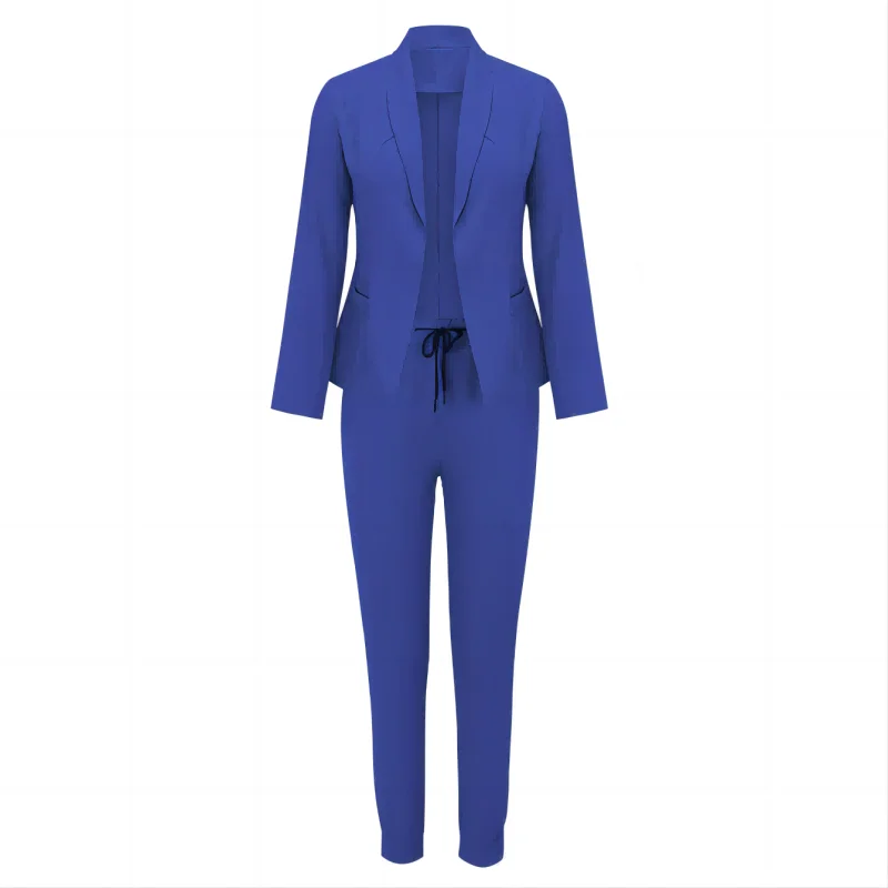 2024  AliExpress  Europe and America new women's solid color temperament jacket straight tube casual commuting pants  suit set