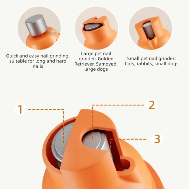 Pet Care Tool Electric Pet Nail File Two Speed Settings Quiet Operation Pet Nail Grinder Carrot Shape Pet Nail Repairer Grooming 4