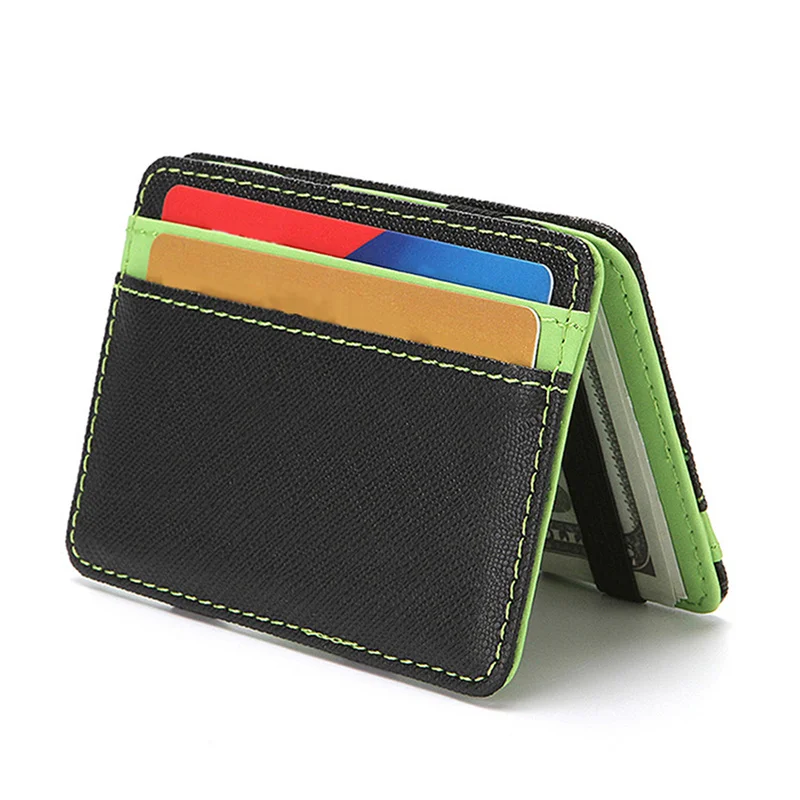 Ultra Thin PU Leather Women Men Magic Wallets Mini Small Coin Purses Short Business Credit Card Holder Clutch Bag Case Pouch