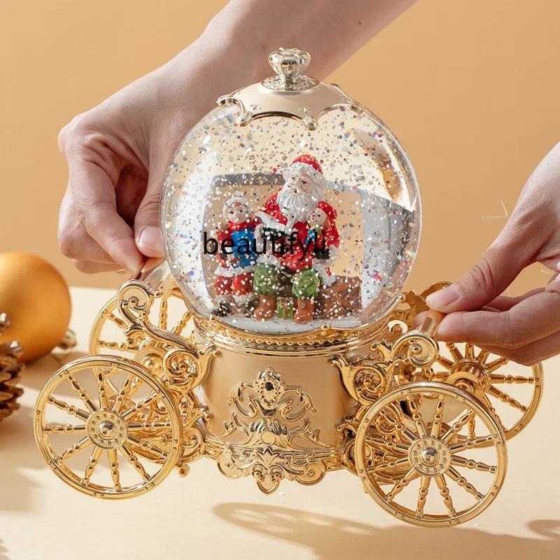 Christmas music box carriage music crystal ball snowman children birthday gift girl gift