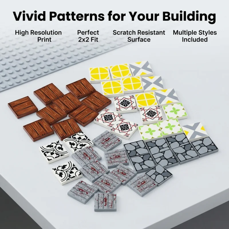 3068 20pcs 2*2 Dots Printing Floor Tiles Building Blocks DIY Toys Light Panel Ceramic Tiles Urban Home Decoration Wall Tiles