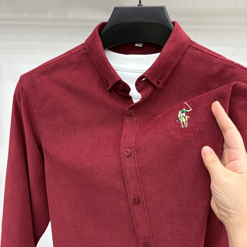 Spring and Autumn New 100% Cotton Long Sleeve Shirt for Men's Business, Leisure, Skin Friendly, Comfortable Collar Shirt Coat