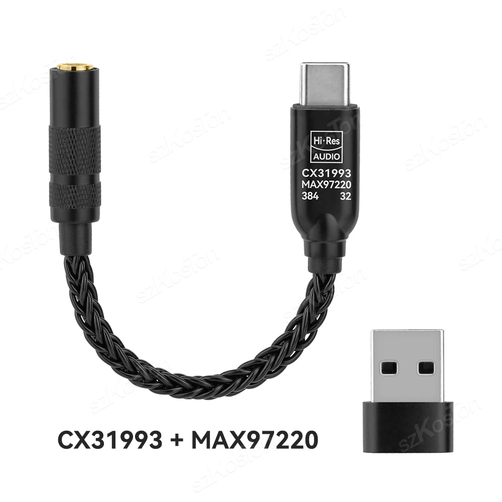 Premium USB-C to 3.5mm HiFi Audio Adapter with 32-bit 384kHz DAC and Headphone Amplifier