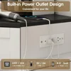 Corner Vanity Desk with Tri-Fold Mirror and Adjustable Light,Power Outlet, 3 Drawers, Sliding Cabinet, Open Shelves for Bedroom 4