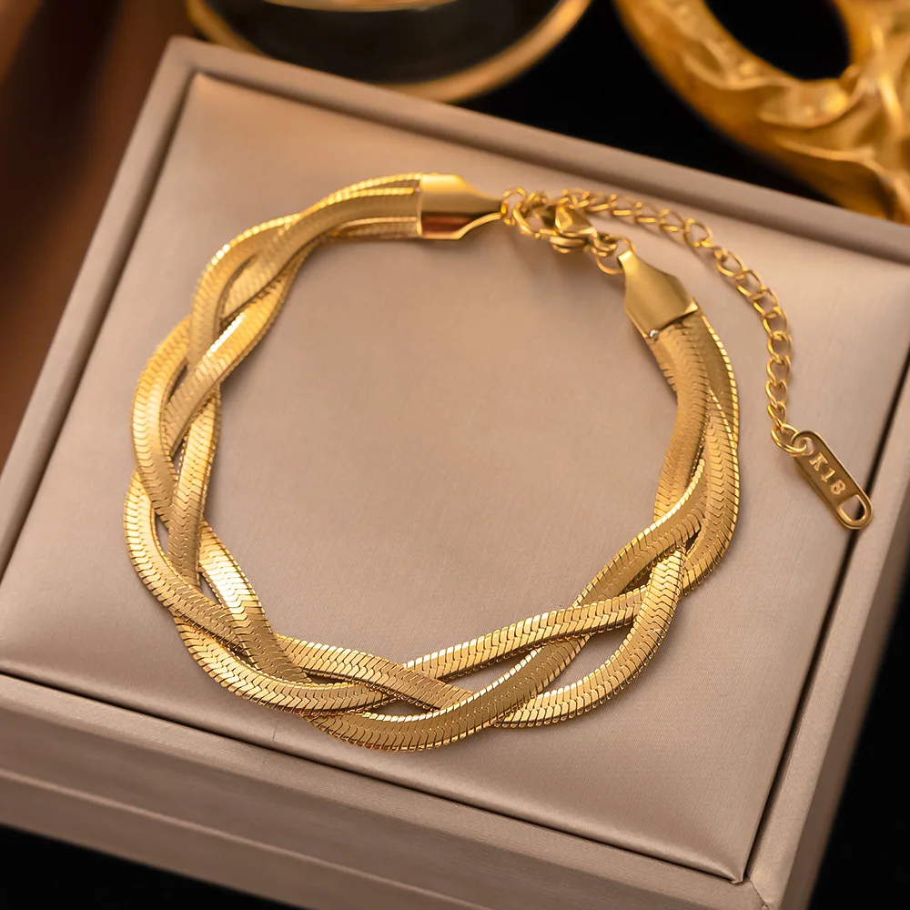 Set Di 6 Bracciali In Acciaio Inossidabile Per Donna – Catene Impilabili Con Chiusura Regolabile – Gioielli Eleganti E Impermeabili - 2