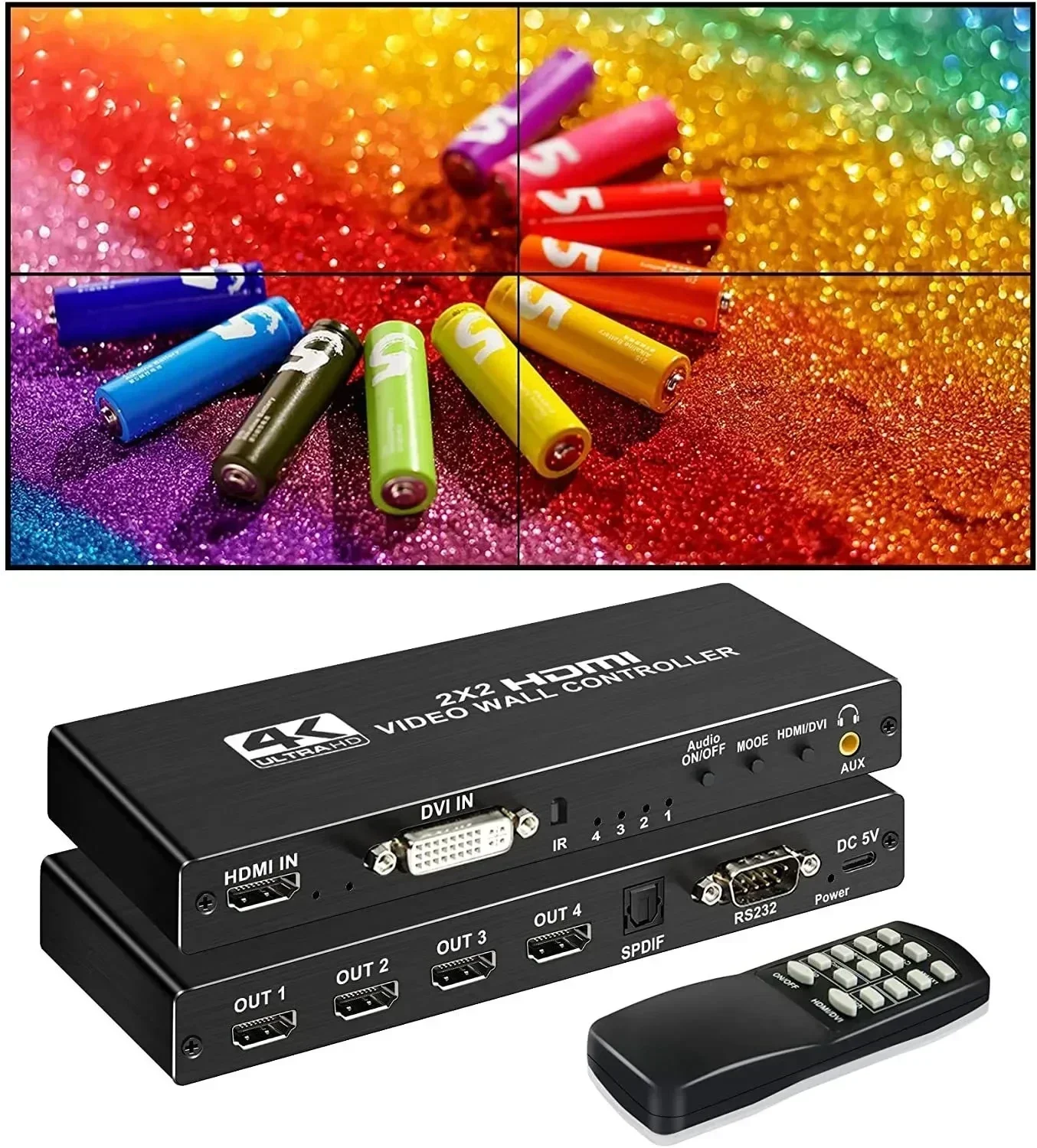 4K 2x2 HDMI 비디오월 컨트롤러 3x3 HDMI DVI 비디오월 프로세서 1X2 1X4 1X3 2x3 3x2 4X2 2 3 4 6 8 9 멀티 스크린 TV 스플라이서