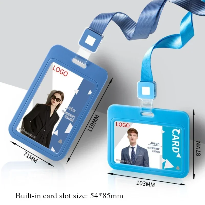 Cards Slots Double-sided Staff Work Card Cover Pass Access Card Holder Name Badge Holder ID Tag Bus Sleeve with Lanyard card holder id card holder id card case business card holder card sleeve card sleeves