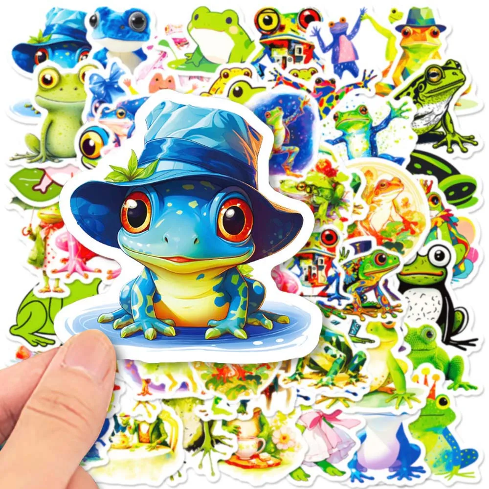 10/50Pcs Cartoon Cute Frog Animal Aesthetic Varied Sticker Pack for Kid Car Phone Laptop Scrapbooking Decoration Graffiti Decals vintage strip writable stickers decoration letters art postcards aesthetic notebooks scrapbooking material for school stationery