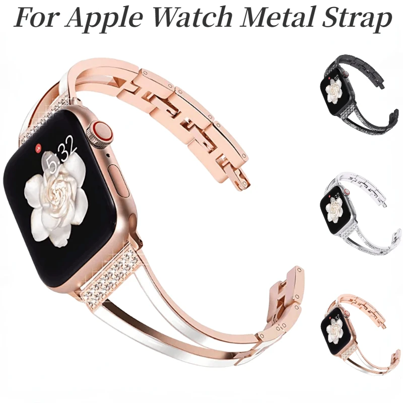 Metal Strap For Apple Watch Band 8 7 6 5 4 SE Stainless steel Breathable Belt iWatch Series 45mm 41mm 44mm 42mm 40mm 38mm Correa
