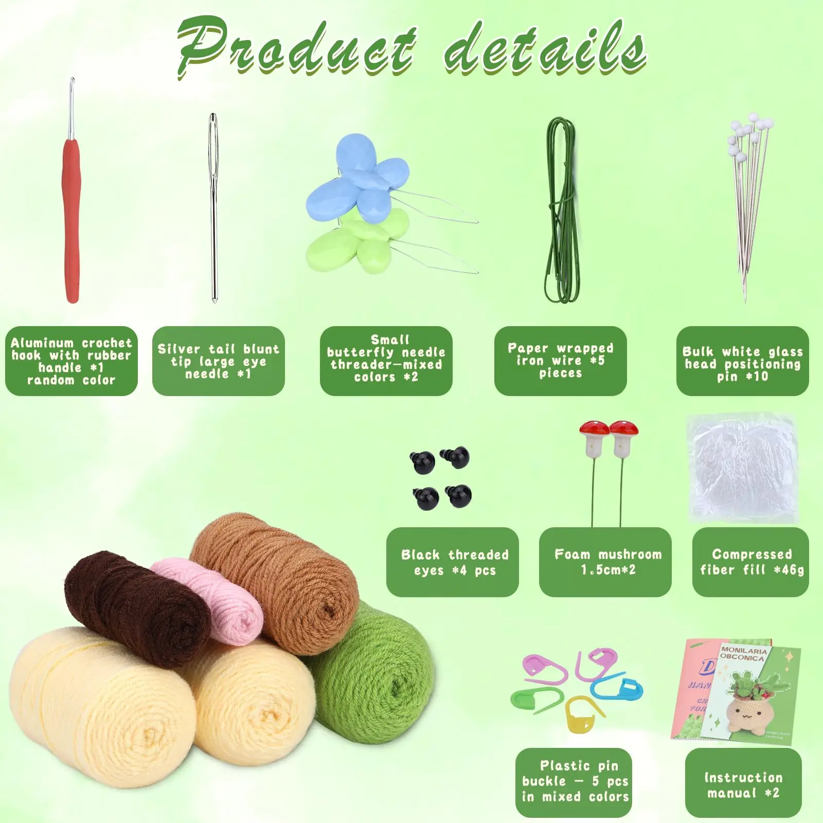 Crochet Kit for Beginners Potted Plants Crochet Kits for Adults DIY Knitting Supplies with Step-by-Step Video Tutorial