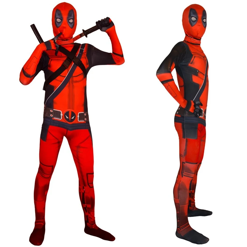 Cosplay Jumpsuit MINISO Deadpool Bodysuit For Adults Boys Flexible Jumpsuit Mask 3D Printing Halloween Birthday Party
