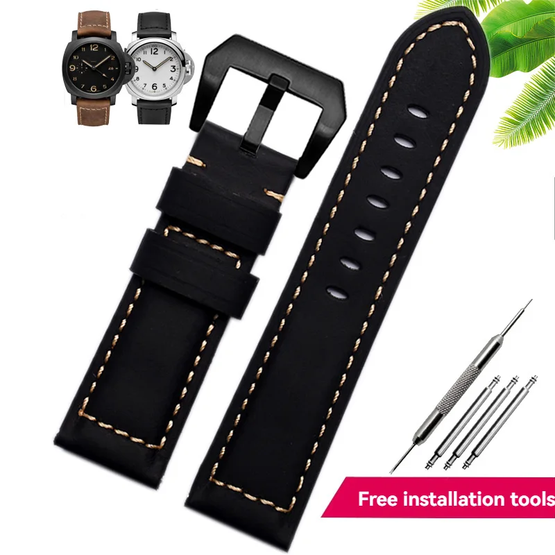 Premium Genuine Cowhide Nubuck Leather Strap Bracelet Watchband