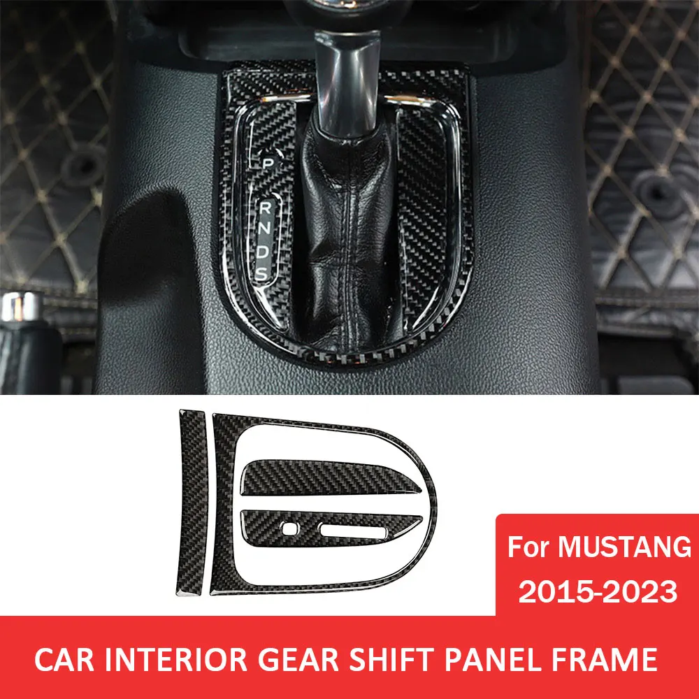 

Car Interior Gear Shift Panel Trim Sticker for Ford Mustang 2015-2023 Carbon Fiber Decal Cover Automobile Interior Accessories