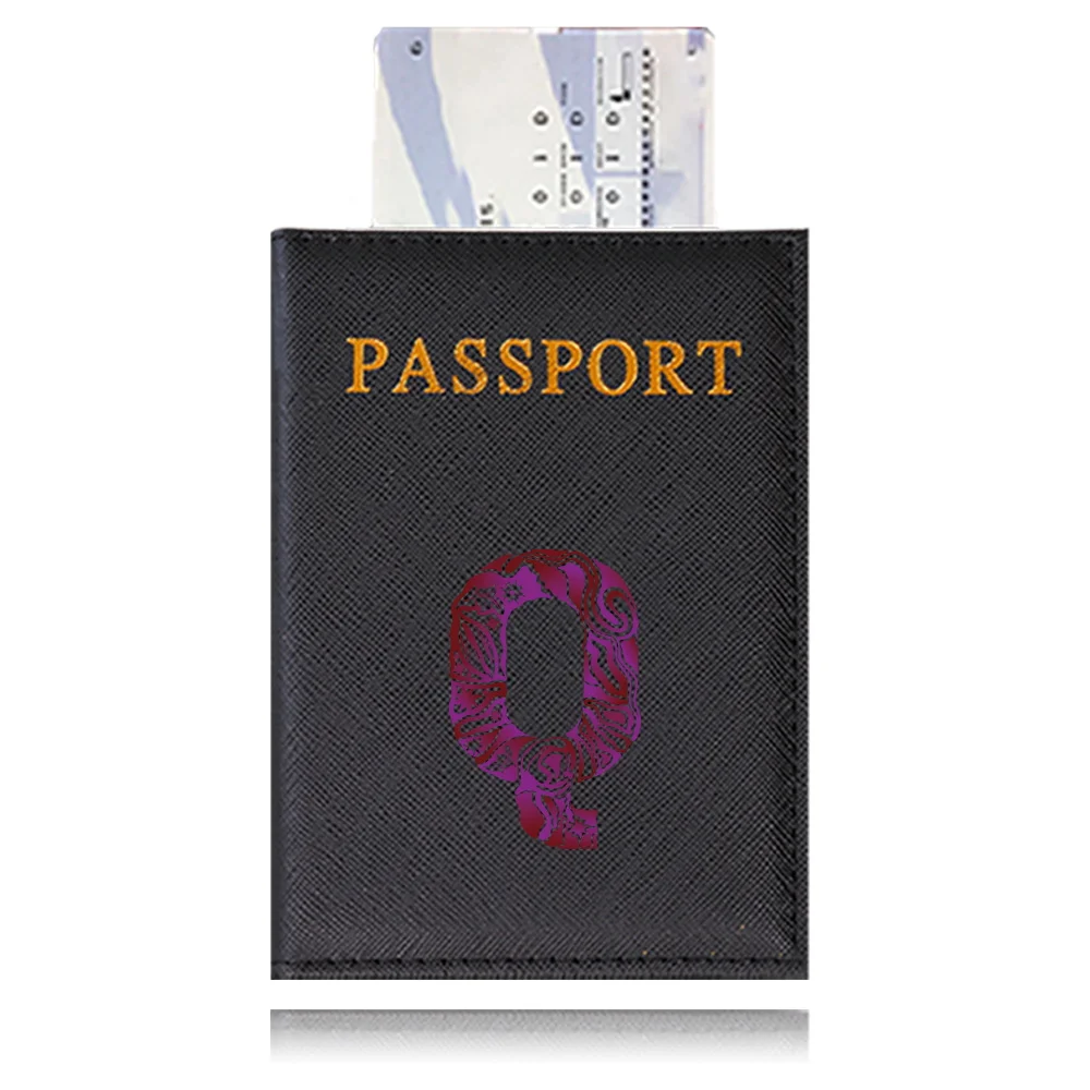 Waterproof Black Leather Passport Holder with Customizable Engraving