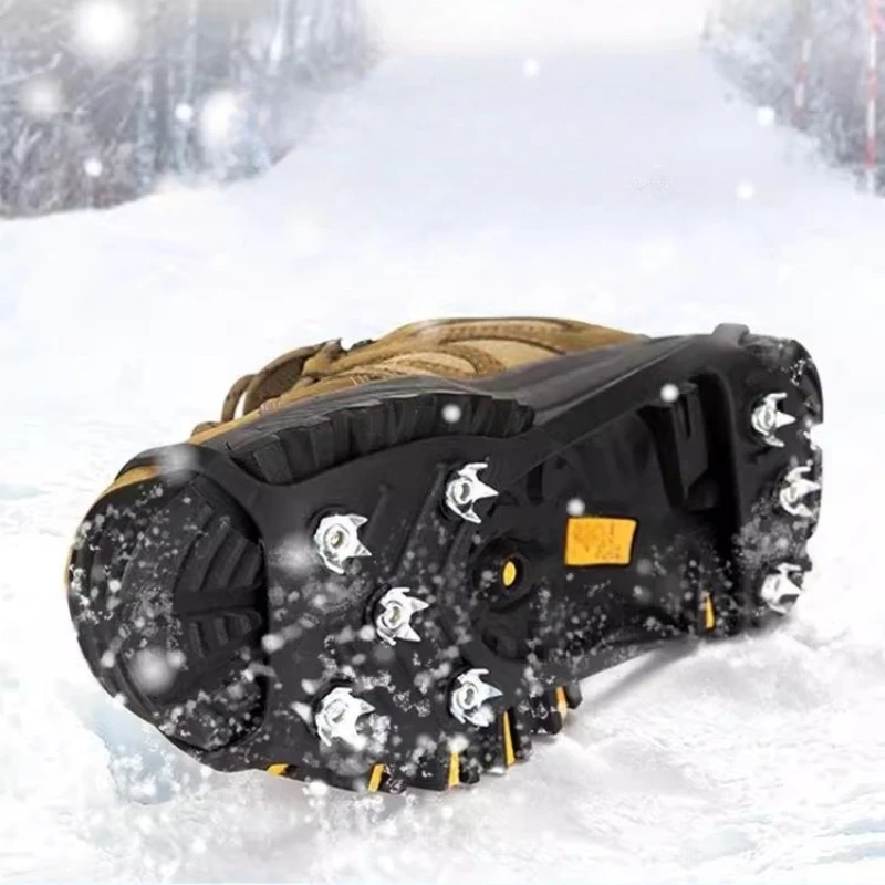 Outdoor Ice Cleats Anti Slip Shoe Covers Steel Studs Crampons For Walking on Snow and Icy Roads Winter Climbing Hiking Gear