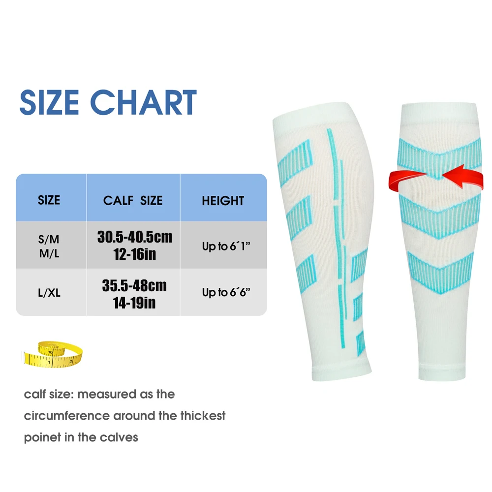 JIANKYD-송아지 압축 슬리브 1 쌍 20-30 mmHg, 정강이 부목 압축 슬리브 양말, 정맥류 종아리 슬리브