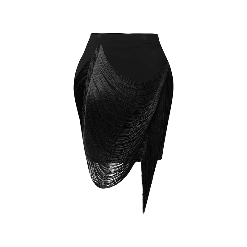 2022 Summer Latin Dance Costume Black Lace Tops Fringe Skirt Practice Clothing Women Cha Cha Samba Performance Wear Sexy Dress