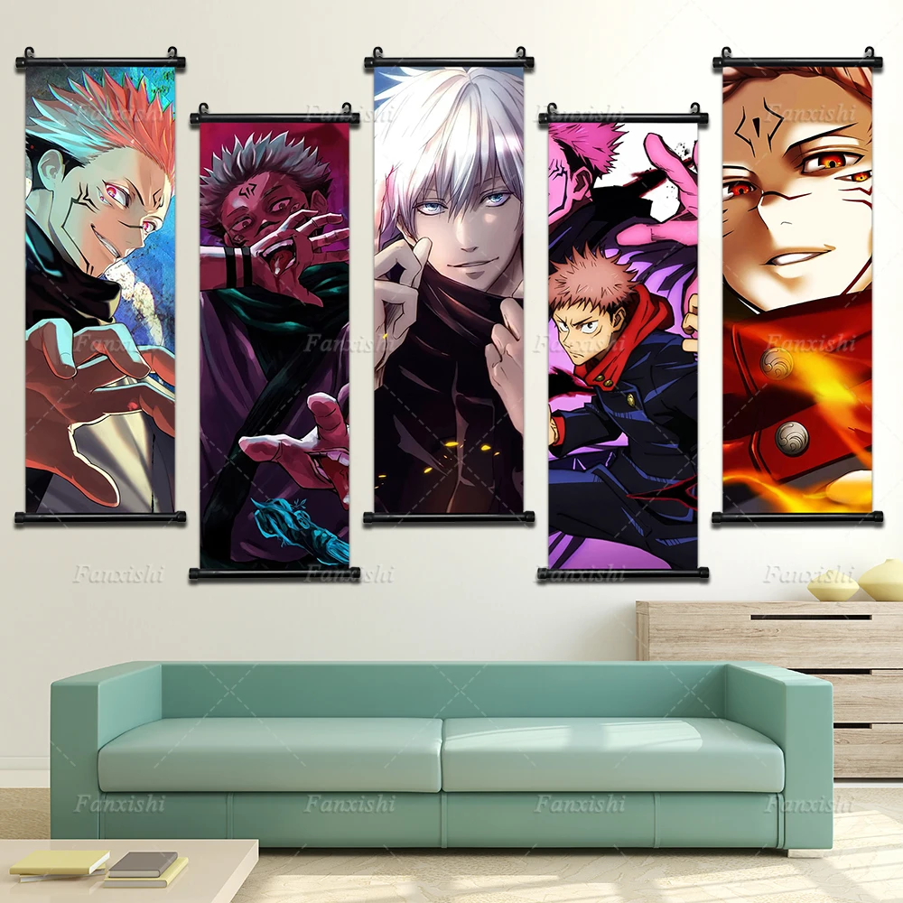 

Scroll Hanging Painting Anime Poster Jujutsu Kaisen Abstract Wall Art Print Canvas Pictures for Living Room Home Decor Cuadros