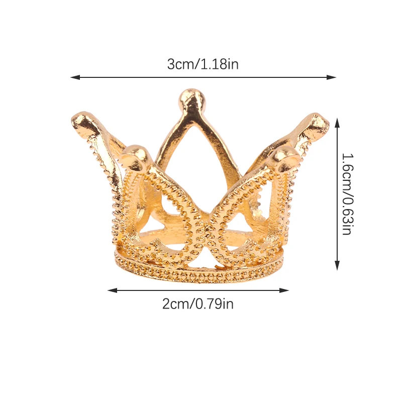 Alloy Mini Crown Princess Topper Crystal Pearl Tiara Children Hair Ornaments Cake Decorating Tool 1pc