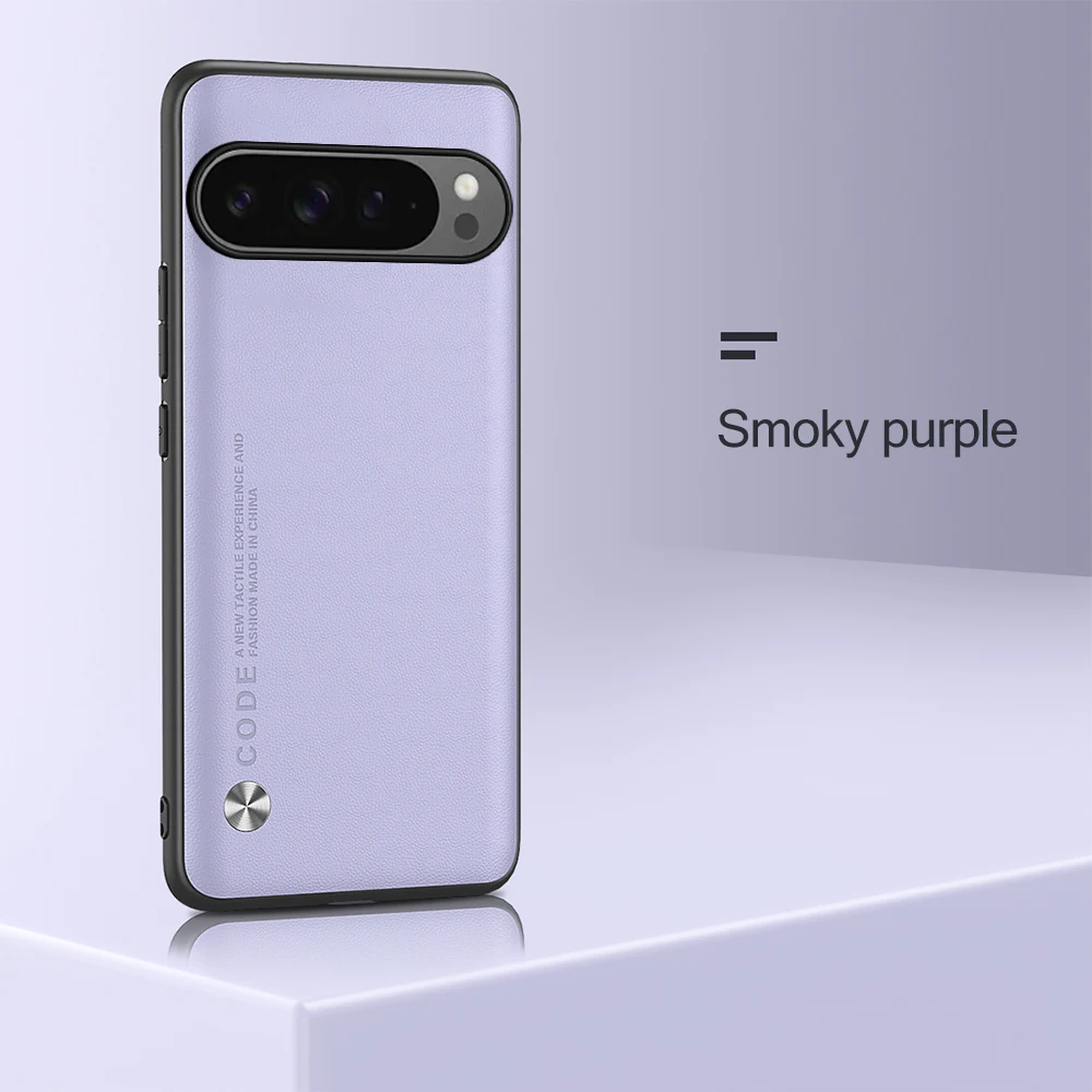 Luxurious Plain Leather Back Cover with Soft TPU Frame Protection
