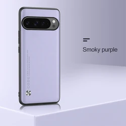Luxurious Plain Leather Back Cover with Soft TPU Frame Protection for Pixel 9 (Smoky purple-01)