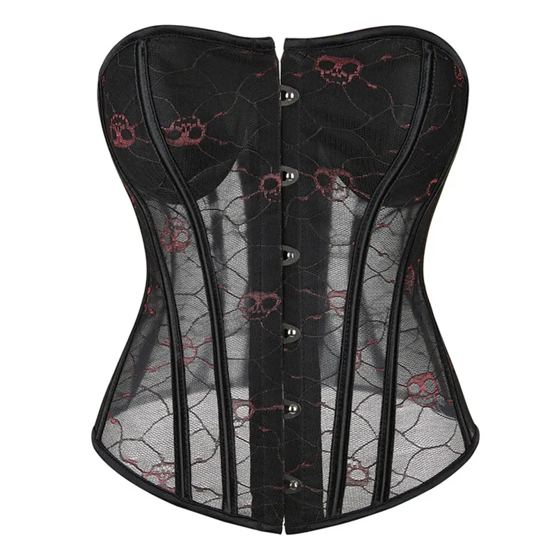 

Corsets Bustiers for Women Overbust Corset Top Corselet Gothic Skull Mesh Lingerie Sexy Plus Size Corsetto Burlesque Costumes