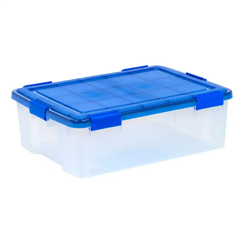 

USA, 41 Quart WeatherPro™ Gasket Clear Plastic Storage Box with Blue Lid