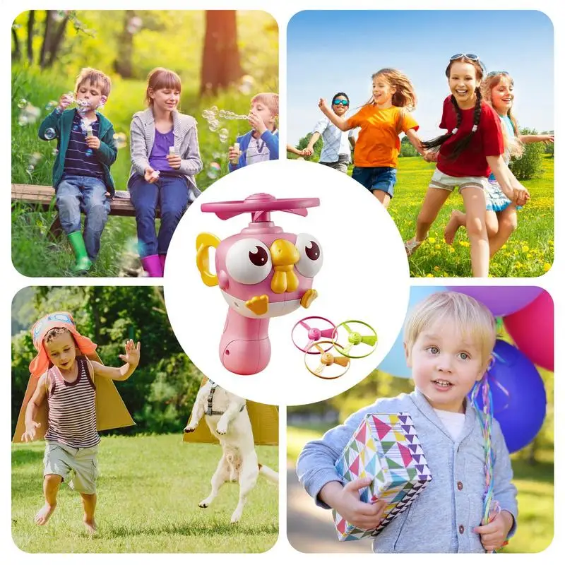 Flying Disc Toy Flying Saucer Launch Playset Backyard Games Interactive Catching Outdoor Toys With Spinners Sports Outside Games