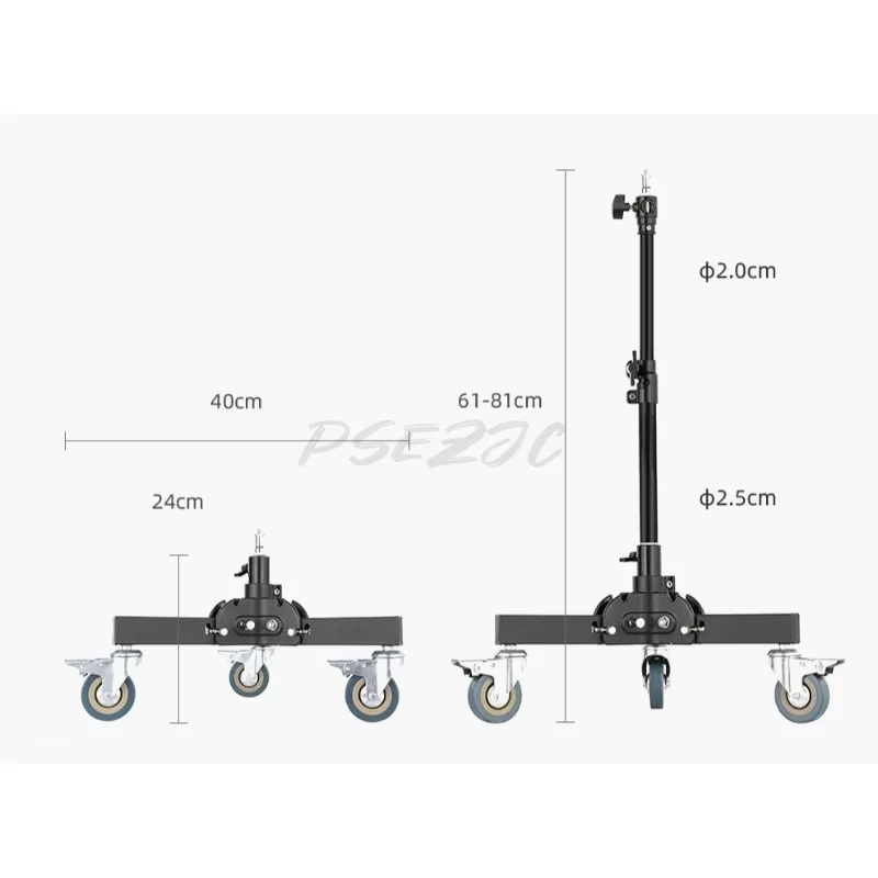 Photography Heavy-duty Ground Light Frame with Pulley Folding All Metal Live Broadcast Room Fill Light Three Legged Low Bracket